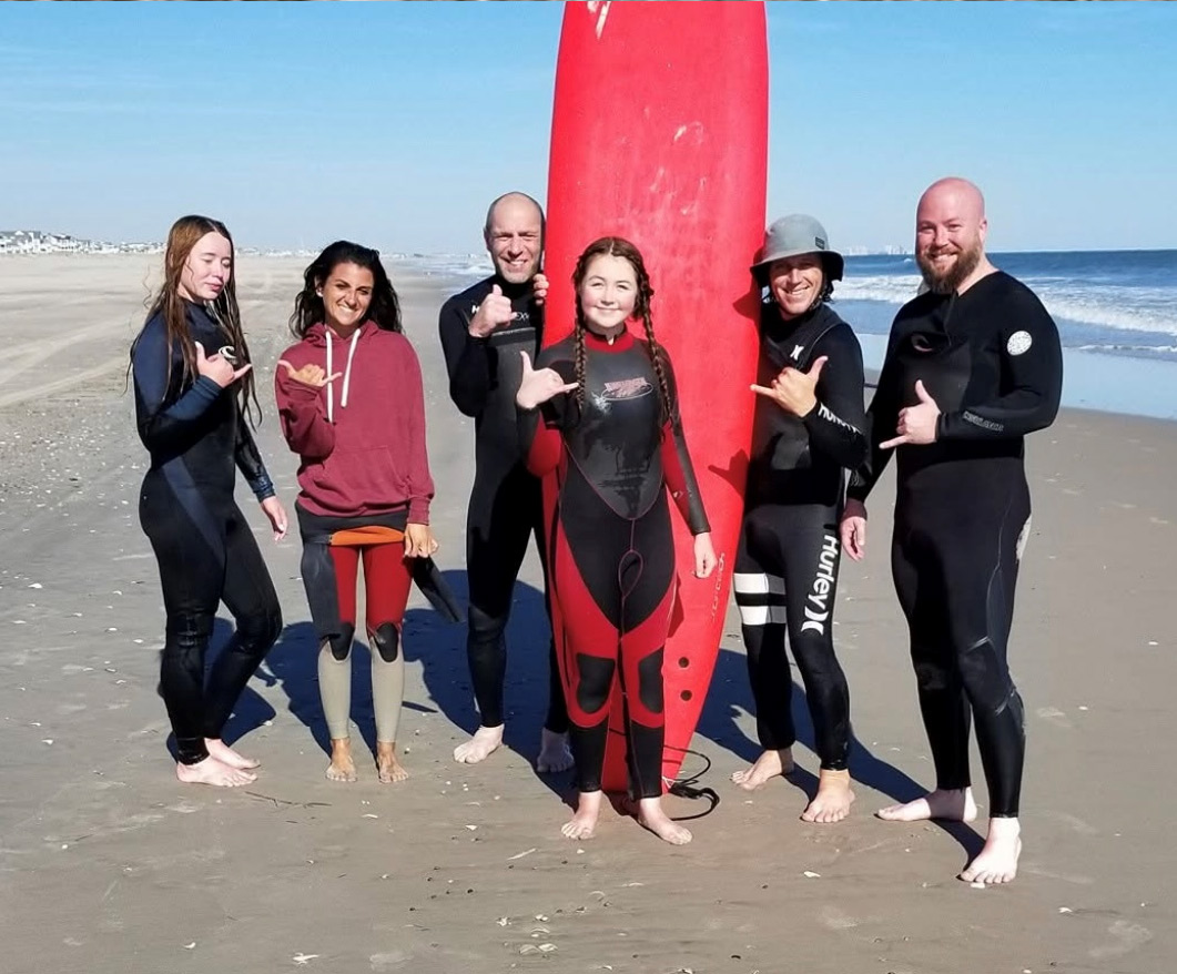 Surfing lessons with my girls in Ocean City, NJ